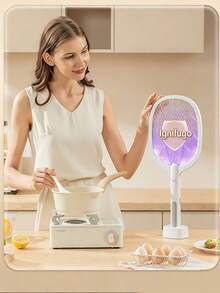 Repelente Eléctrico de Mosquitos 2 en 1, Lámpara Antimosquitos y Raqueta Matamoscas, Recargable por USB, Portátil para Eliminar Insectos, Ideal para Cocina, Jardín y Terraza. - Blanco - Ver 6