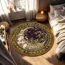 Floral Round Rug, Moon And Stars Boho Carpet, Mystical Art Nouveau Circle Living Room Decor, Witchy Home Idea No Pile On Floor - 1PC - 查看 3