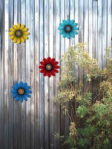 1pc/4pcs Metal Floral Decor Suitable For Home, Garden, Party, Wedding, Bedroom, Living Room And Wall Decoration - Multicolor - View 3