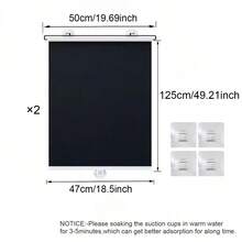 2Set Portable No-Drilling Blackout Roller Blinds With 3 Suction Cup And 4 Adhesive Hook Temporary Retractable Insulated UV Protection Window Cover Curtain Black Privacy Window Roller Blind Shades For Home Office Car Bedroom Living Room Kitchen - Sunshade Roller Blind - View 17