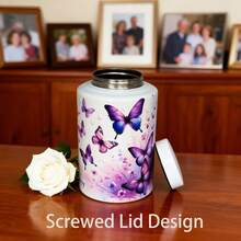 Large Cremation Urn For Adult Female Male Ashes, Decorative Funeral Keepsake Urns For Human Women Man Dad Mom Remains With Velvet Bag - Butterfly - 查看 5
