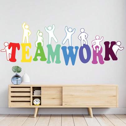 团队合作墙贴、办公室墙贴、办公室墙面艺术、办公室墙面装饰、办公室墙贴、窗贴、乙烯基字母、工作贴纸