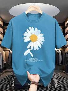 Nuevas camisetas de moda para hombre de primavera y verano con estampado de "girasol", de manga corta, elegantes y ligeras - camiseta de manga corta con cuello redondo, la elección perfecta para ropa casual de exterior en verano. - Blanco - Ver 3
