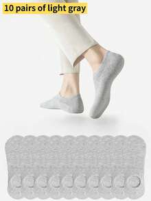 1/5 Pairs Unisex Invisible Socks, Casual Thin Boat Socks, Suitable For Summer Wear, Slightly Small Size - Multicolor - View 26