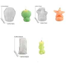 Set de 3 moldes de silicona para hacer velas con diseños de estrella de mar, concha marina y caballito de mar, serie oceánica para decoración de yeso DIY - Mohos de animales marinos - Ver 2