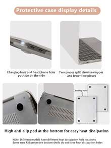 This Is A One-Piece, Black, Frosted Transparent Laptop Case With A Bow And Heart Pattern. It's Lightweight, Shockproof, And Compatible With MacBook Air 13-Inch/15-Inch And 14-Inch Pro M2 And M3 Chipsets. Combining Fingerprint Resistance, Shock Protection, And Heat Dissipation, It's The Perfect Gift For Holidays And Special Occasions. - View 10