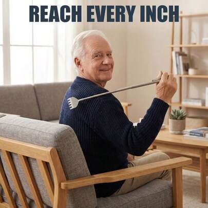 1 pieza Rascador de espalda portátil de acero inoxidable, rascador de picazón retráctil de acero inoxidable, herramienta de rascado con estilo de bolígrafo - Multipack, adecuado para sala de estar, dormitorio, baño, oficina, exteriores y uso en el automóvil, satisface las necesidades de rascado y picazón de espalda en cualquier momento, compacto y fácil de almacenar y transportar, herramienta de rascado esencial - regalo festivo para esposa y madre [estilo y color aleatorios]