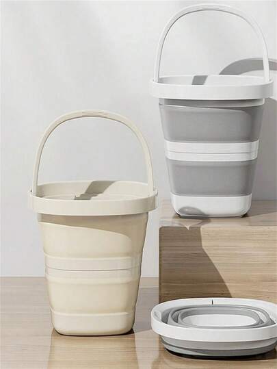 1pc 4-Style Foldable Bucket, Portable Plastic Bucket, Space-Saving Folded Design, Suitable For Outdoor, Car, Fishing, Laundry, Foot Soak, Multi-Purpose Collapsible Bucket, Home Organization Storage
