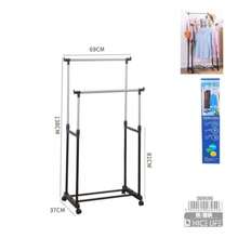 Perchero multifuncional con ruedas para ropa y sombreros / Secadora ajustable / Estantería de pie para almacenamiento de zapatos y sombreros - Doble capa - Ver 12