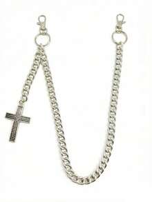 多元素交叉裤链，带龙虾扣吊坠的腰链，钱包链，复古链，双层链，嘻哈朋克风，牛仔裤链，口袋链，男士钥匙链 - 彩色 - 查看 10