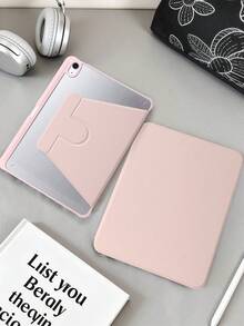 360°旋转亚克力高透明可折叠平板电脑保护套，适用于iPad Mini 6/Mini 7/Air/Air2/9.7/10.2/10.5/Air4/Air5/第十代/10.9/Pro11/Air11(M2)2025/Air13(M2)2024/Pro11(M4)2024/Pro13(M4)2024 12.9英寸/Air 13(M3)2025/Air 11英寸(M3)2025/(A16) 11英寸第十一代2025款。高透明亚克力后盖，360°多角度旋转支架，内置笔槽，软边全包覆设计，简约/休闲/经典平板电脑保护套。本产品不包含触控笔。 - 粉色 - 查看 1