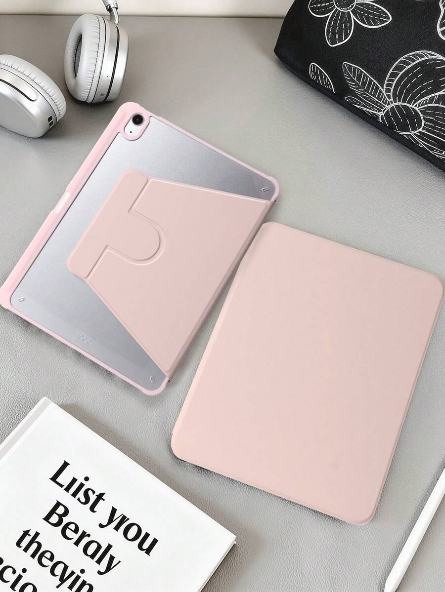 360°旋转亚克力高透明可折叠平板电脑保护套,适用于iPad Mini 6/Mini 7/Air/Air2/9.7/10.2/10.5/Air4/Air5/第十代/10.9/Pro11/Air11(M2)2025/Air13(M2)2024/Pro11(M4)2024/Pro13(M4)2024 12.9英寸/Air 13(M3)2025/Air 11英寸(M3)2025/(A16) 11英寸第十一代2025款。高透明亚克力后盖,360°多角度旋转支架,内置笔槽,软边全包覆设计,简约/休闲/经典平板电脑保护套。本产品不包含触控笔。 - 粉色 - 查看 1