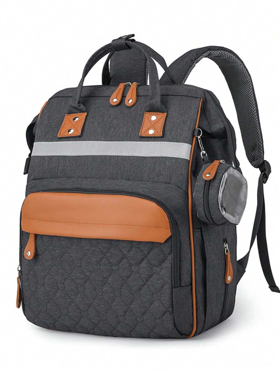 Diaper Bags With Changing Station, Waterproof Diaper Bag Backpack For Moms Dads With USB Charging Port, Shower Gifts, Large Capacity Diaper Backpack, Grey/Black/Blue - 黑色 - 查看 1