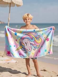 1 Peça Toalha de Praia Infantil com Unicórnio e Pentagrama, Cobertor de Praia Extra Grande de Microfibra Super Macia, Toalha de Banho Altamente Absorvente, Adequada para Viagem, Piscina, Mergulho, Surfe, Ioga, Camping, Disponível em Vários Tamanhos, Acessórios de Praia - Multicolorido - Visão 6