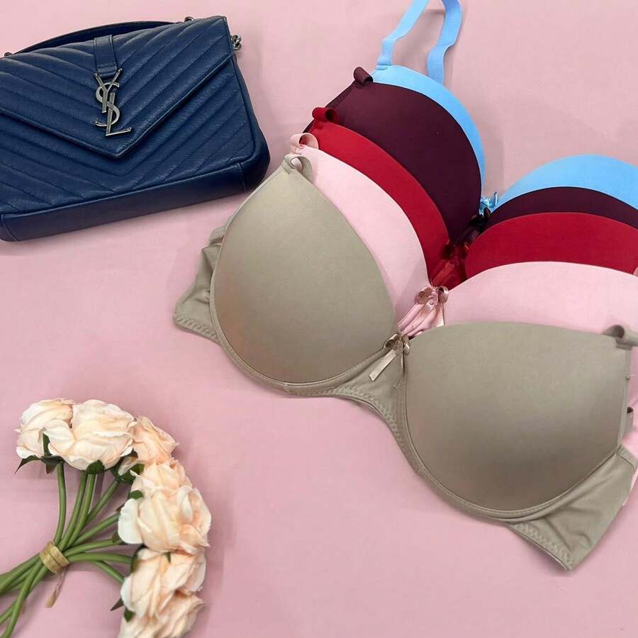 Kit 3 Plus Size Bras With Padded Reinforced Bra With Wide Straps Super Comfortable Lingerie Plain Colors St009 - 彩色 - 查看 1