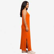Women's Plus Size Tank Top Dress With Pocket. - 橘色 - 查看 3