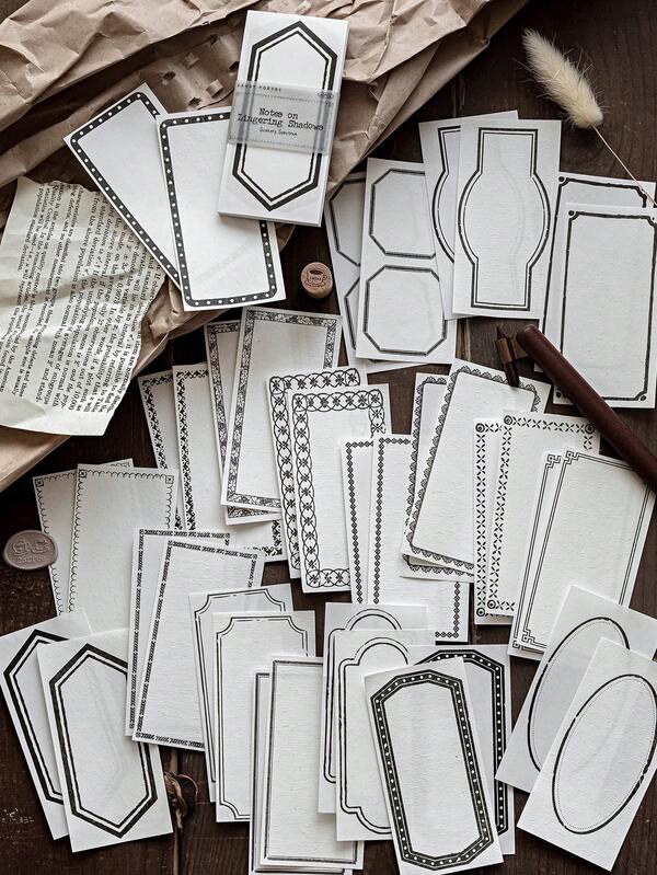CANDY POETRY 40 Adet/Paket Vintage Temel Kenar Desenli Scrapbook Kağıdı, Yapışkansız Kendin Yap Dekorasyon Malzemesi, Tatil Hediyesi, El Yapımı Kolaj Malzemeleri, Kişiselleştirilmiş Scrapbook Planlama Yaratıcı Okul Kırtasiye Malzemeleri