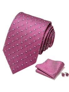 3pcs Blue Men's Tie Set With White Drawer Gift Box, Suitable For Wedding, Anniversary, Valentine's Day Wear And Gifting - Color Mixing - View 6