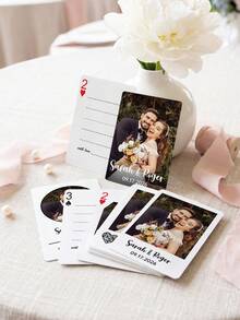 Personalized Wedding Poker Cards,Custom Photo & Text, Personalized Initials & Date Poker Deck With 14 Styles,Perfect For Bridal Party Gifts & Table Decor,Wedding Favors & Table Games,Calendar/Monogram/Photo Styles, Perfect For Wedding Souvenirs - Multicolor - View 5
