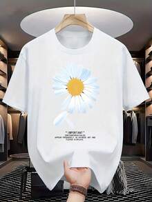 Nuevas camisetas de moda para hombre de primavera y verano con estampado de "girasol", de manga corta, elegantes y ligeras - camiseta de manga corta con cuello redondo, la elección perfecta para ropa casual de exterior en verano. - Blanco - Ver 7