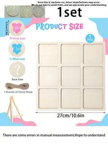 13件套性别揭晓游戏棋盘游戏,包含10个游戏棋子、1卷绳子、1个支架,趣味迎婴派对用品(男孩或女孩皆可),桌面装饰(T恤) - 彩色 - 查看 11