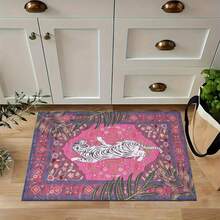3 Piece Pink White Tiger Print Area Rug Set, Bohemian Tropical Floor Mat, Non-Slip Washable Carpet For Entryway Kitchen Home Decor,Non-Slip, Absorbent, Washable Polyester ,Kitchen And Laundry Area, Laundry Room | Decorative Floor | Absorbent, Laundry Room Decor,Suitable For Bathroom, Shower, Laundry Room, Bedroom, Living Room, Door Mat, Kitchen Mat - Nhiều màu - Xem 5