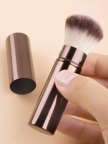 1pc Retractable Blush Brush, Portable Soft Bristle Makeup Brush With Cover, Dust-Proof - Multicolor - View 7
