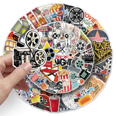 50Pcs Funny Movies Stickers Vintage Art Movies Stuff Decor Graffiti Aesthetics Stickers Cartoon Cute Movies Gifts Vinyl Stickers Stickers For Water Bottle, Guitar, Luggage, Phone, Case, Laptop, Skateboard, Gift