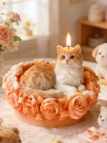1pc Sitting Maine Coon Cat Silicone Candle Mold With Hair Details For Handmade Crafts, Home Decor, Ideal Female Gifts And Birthday Gift Silicone Mold - A - View 6