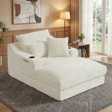 67"Oversized Boneless Sofa Bed With Cup Holder Storage Bag Deep Seat Sleeper Couch Reading Couch For Living Room, Bedroom, Apartment,No Assembly Required,White - 白色-67英寸 - 查看 3