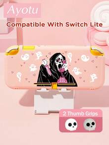 Ayotu 死亡、爱心与幽灵主题Switch保护壳，适用于新款Switch 2 (2025)/Switch NS/Switch OLED，无需取下保护壳即可安装在底座上，通用游戏手柄保护套，附赠2个摇杆帽，Switch游戏配件，防摔防刮，春日浪漫/返校礼物/情人节礼物 - 查看 15