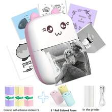 Wireless Thermal Mini Printer, Portable Inkless Sticker Printer, 200Dpi, USB Rechargeable, For Study Notes, List, Picture, DIY Gifts, School, Office, Home - Multicolor - View 1