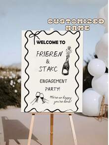 Personalized Minimalist Style Party Welcome Sign | Customized Luxury Engagement Banquet Welcome Sign | Customized Toast Party Welcome Sign | Suitable For Weddings, Valentine's Day, Sisters' Day - Multicolor - View 9