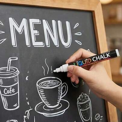 12/6/3/1支装白色液体粉笔笔 - 色彩鲜艳，可擦除，适用于白板、黑板、玻璃、汽车窗户等。