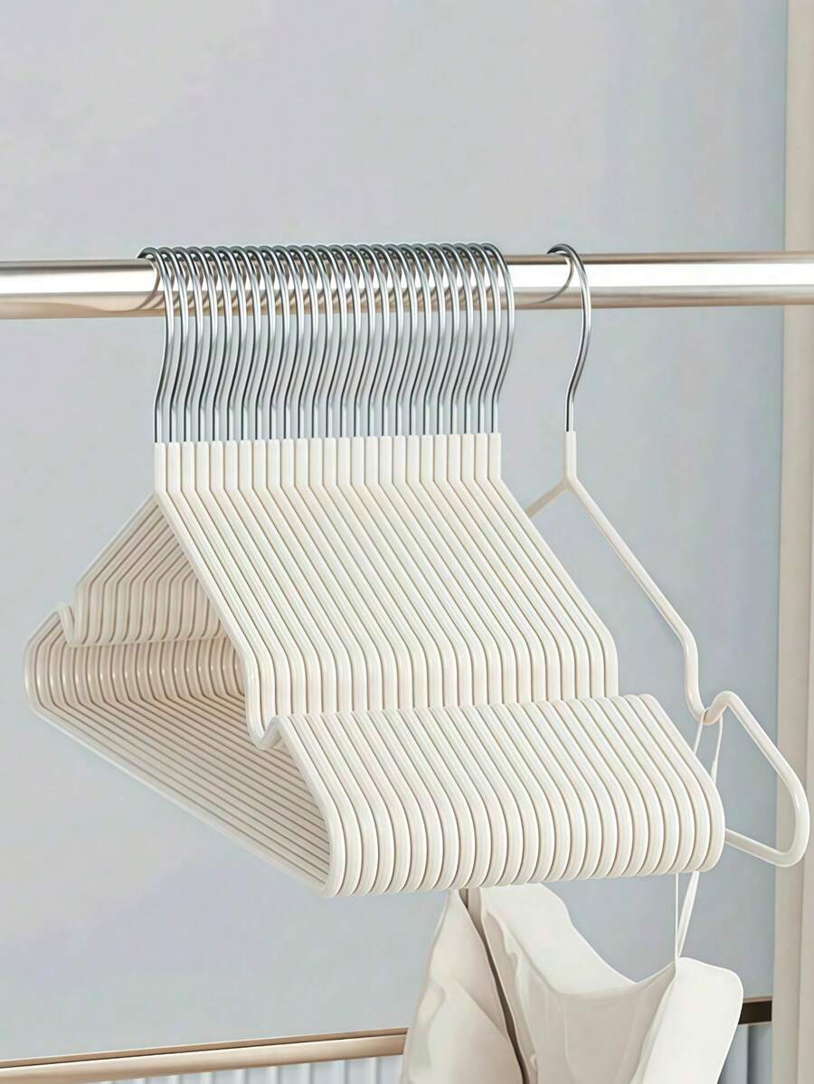1 Pack 1pc/10pcs/20pcs Metal Non-Slip Grooved Indoor Clothes Hangers, Simple Household Hooks,Spring,Minimalist,Summer Tops