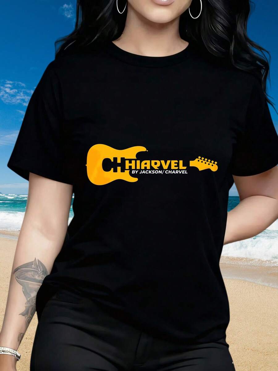 New Shirt Charvel Jackson Guitars Logo T-Shirt Funny Made In S - 5XL, Short Sleeve Cotton T-Shirt, Crew Neck, Soft, Breathable, Regular Fit Cotton Printed Shirts - 黑色 - 查看 1