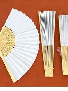 3 chiếc quạt xếp, quạt giấy tự làm để vẽ thư pháp, quạt sơn mài, quạt giấy gạo kiểu cổ điển. - 3pcs - Xem 3