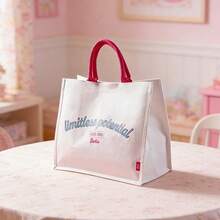 Miniso Bolso de gelatina negro de la serie Barbie / Bolso de tote blanco brillante, estilo todo a juego y ligero, bolso para salidas diarias/compras, regalo de cumpleaños perfecto, material de poliéster (1 pieza) - Rosa - Ver 5