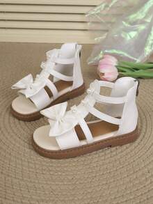 New Princess Shoes, Girls Sandals, Girls Shoes, Summer Flat Thick Bottom Open Toe Sandals, High-Top Roman Shoes, Soft Bottom Baby Shoes, Versatile Comfortable Big Kids Plus Size - White - View 6