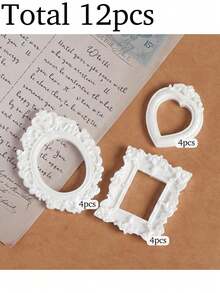 12pcs Vintage Victorian Style Mini Photo Frames Decor, Retro Mini Photo Frame Shooting Props, DIY Decor Shooting Scene Props, Dollhouse Accessories, DIY Mini House Furniture Model, Handcraft Hobby, Mini Decor, Creative Display, Jewelry Positioning Frame, Jewelry Display Props, Gift For Birthday, Graduation - Multicolor - View 15