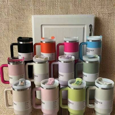 Sản phẩm có sẵn: Cốc giữ nhiệt bằng thép không gỉ S-TANLEY 40oz có ống hút, dung tích lớn, kiểu dáng thời trang, thích hợp cho ô tô.