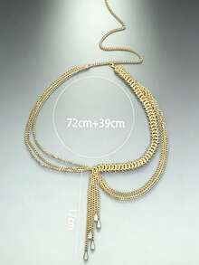 1pc Exaggerated Gold Sexy Party Body Chain With Multi-Layer Faux Pearl Tassels, Women's Waist Chain, Gift For Girlfriend, Sisters, Birthday, Vacation, Party - Bạc - Xem 8