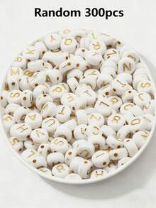 600/300/150颗鲜艳亚克力字母珠，4x7毫米扁平圆形字母吊坠，适用于DIY珠宝、手链、项链和工艺品 - 彩色 - 查看 50