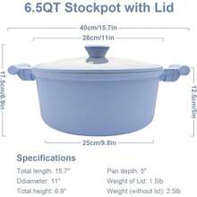 6.5 Quart Stock Pot With Lid, Non Stick Cooking Pot, Ceramic Soup Pot Nonstick, Induction Cookware For Pasta, Soup, Spaghetti, Stay-Cool Handle, Suitable For All Stoves, , Blue - View 3