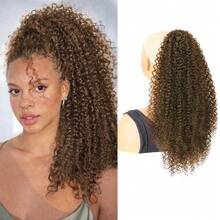 22 Inch Deep Rolled Drawstring Ponytail Extensions Suitable For Women's Synthetic African Curly Ponytail Extensions - Multicolor - View 1
