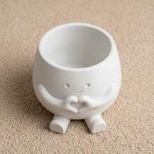 Mini Cute Expression Succulent Plant Pot, Heart-Shaped Plastic Succulent Planter, 6cm/2.4 Inch Small Pot, Suitable For Desk, Office, Shelf And Home Decor, White, Gray - A - View 14