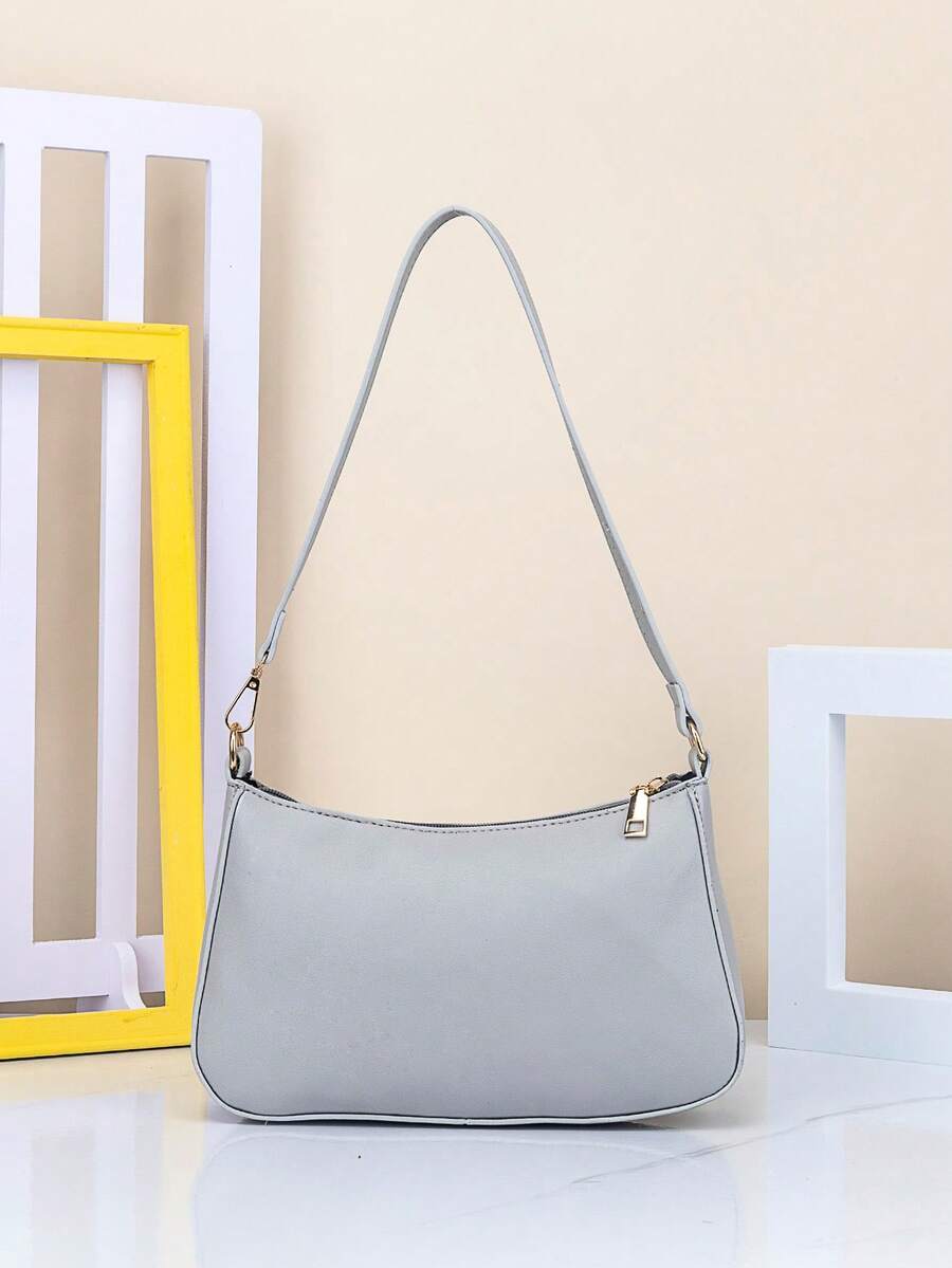 时尚简约单肩腋下法棍包 - 灰色 - 查看 1