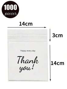 1000 Pieces/100 Pieces/1 Piece, Multiple Specifications And Sizes, Semi Transparent, Happy Every Day, Thank You Letter Bags, Jewelry Necklaces, Earrings, Small Item Storage Bags, Self-Adhesive Sealed Pockets, Dust-Proof, Wear-Resistant, Anti-Oxidation Packaging OPP Bags, For Daily Party And Household Usebirthdagift-Gift-Holiday - White - 查看 5