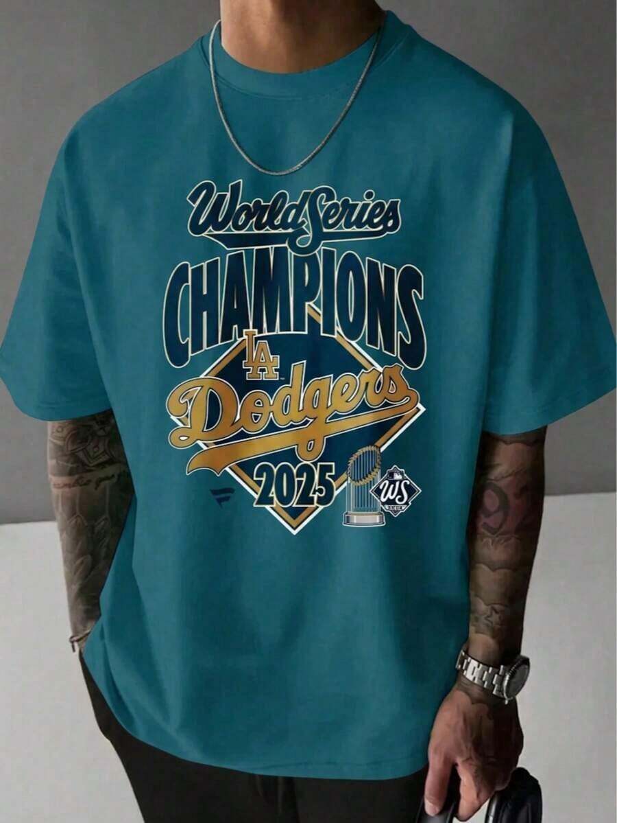 World Series Champions La Dodgers | Men's T Shirts |   Graphic T Shirts |   100 Cotton Shirts |   Super Soft | Mens Gifts |   Christmas Outfit Men | Summer Clothes | - 薄荷藍 - 查看 1