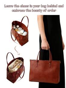 1 túi đựng đồ nhiều ngăn bằng nỉ, có túi khóa kéo, túi xách nhẹ, túi đựng mỹ phẩm dung tích lớn. - Nhiều màu - Xem 4